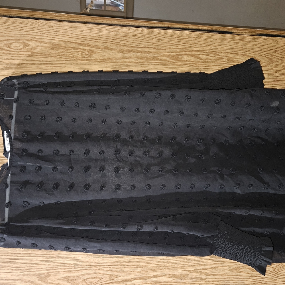 Black Textured Long Sleeve Dress